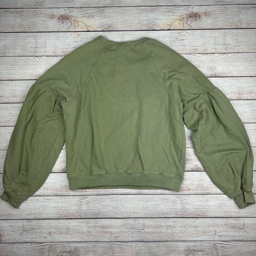 Style Rack Distressed Olive Green Sweatshirt - Picture 3 of 4